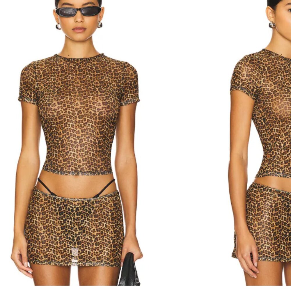 MIAOU ELECTRA LEOPARD MINI SKIRT AND TEE